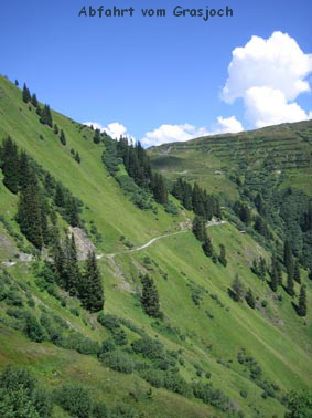Abfahrt vom Grasjoch